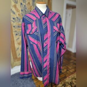 VTG 80s Rustler Pearl Snap Western Button Down Large XL
